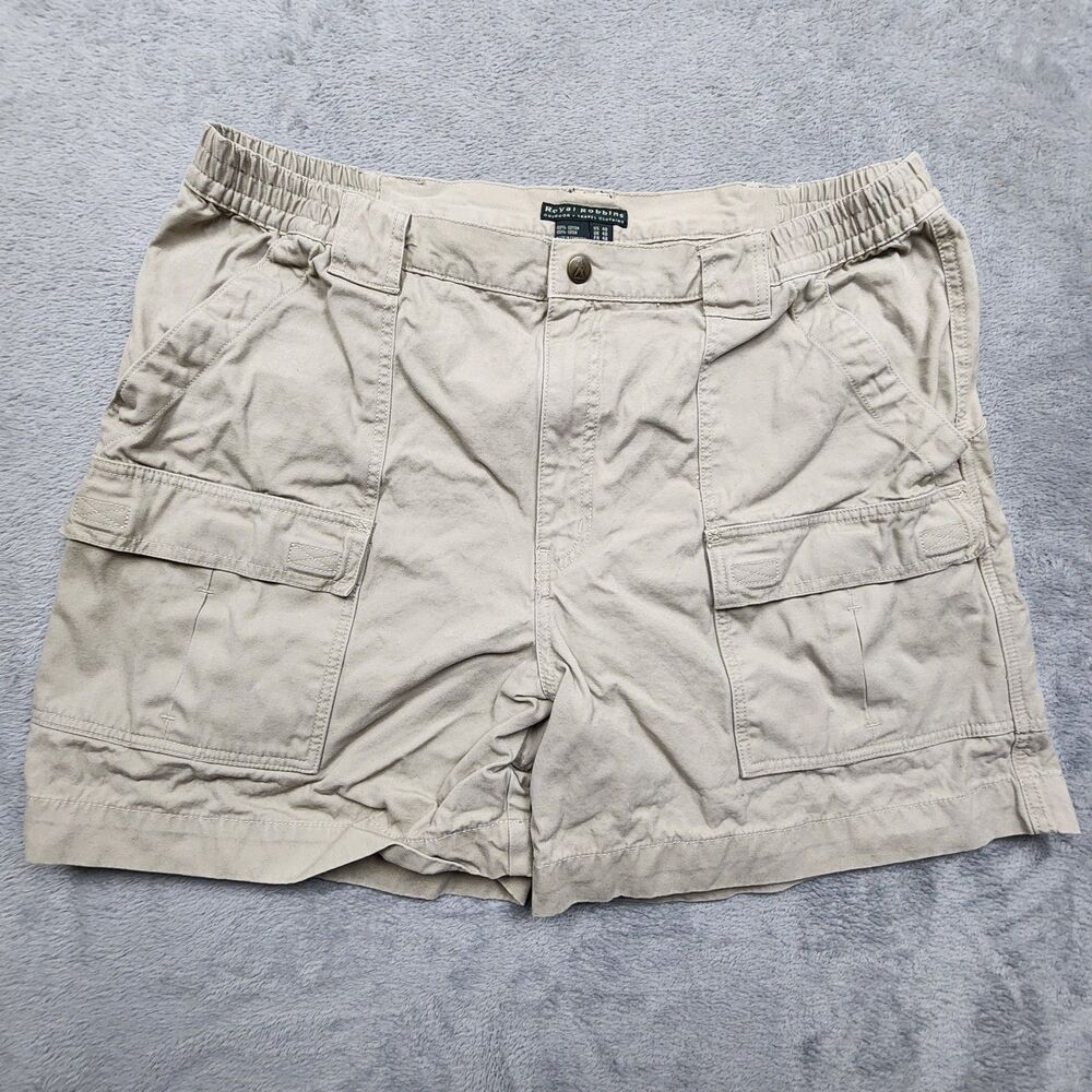 Royal Robbins Mens 40 Beige Cargo Shorts Utility Pockets Outdoor Travel Casual